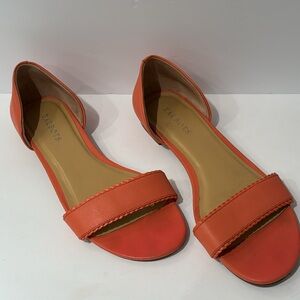Talbots D'orsay Flats Sandals Coral Leather Slip On Sz 9